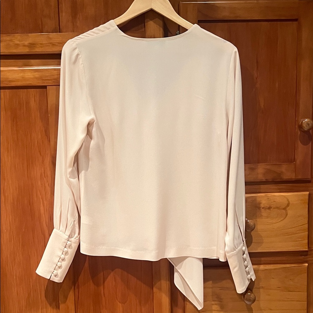 Intermix Blush Silk Women's V-neck Blouse - Picture 2 of 6
